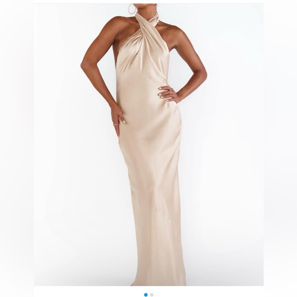 Show Me Your MuMu Cream Halter Gown for Prom